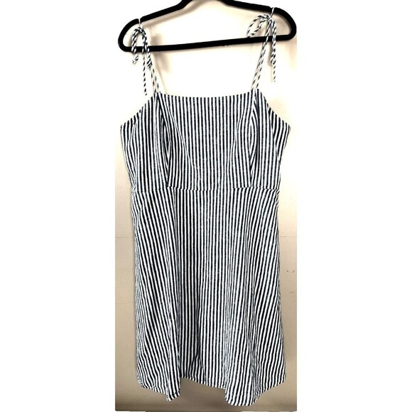 Old Navy Dresses & Skirts - Old Navy Womens Linen Cami Dress XL Blue Striped Coastal Resortwear Cottagecore